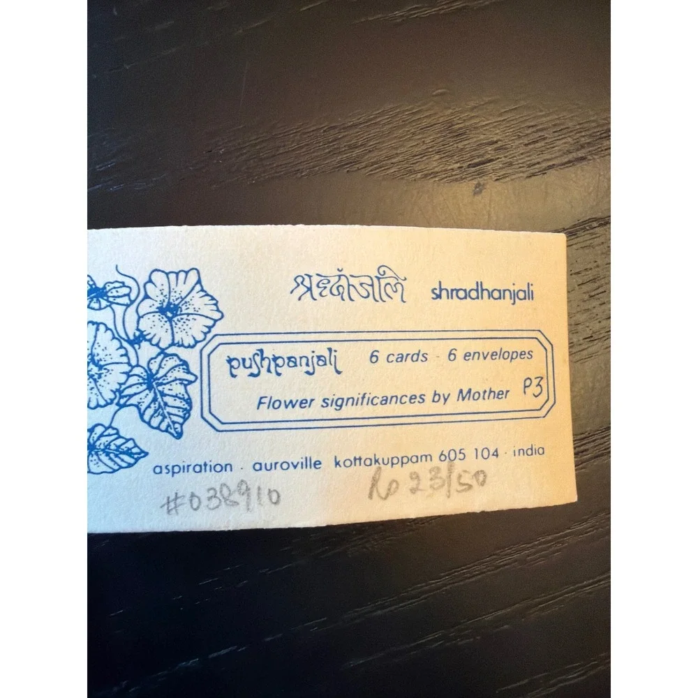Auroville Shradhanjali Pushpanjali Cards Envelopes Pressed Flowers Set 6 Lot of2